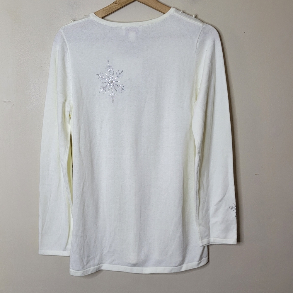 Quacker Factory Snowflake Sweater Size XS NWT - Picture 6 of 9
